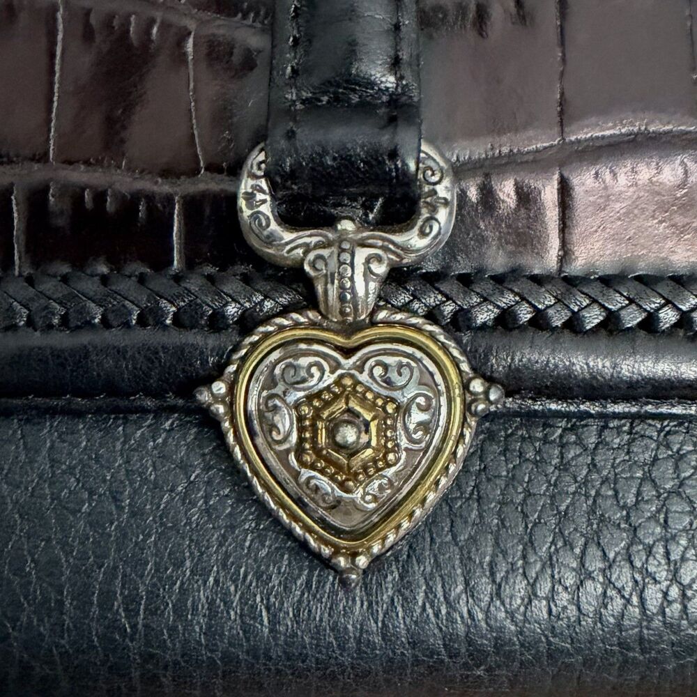 Brighton Brown Small Crossbody Bag Purse Wallet Trifold Organizer Embossed - Picture 3 of 14